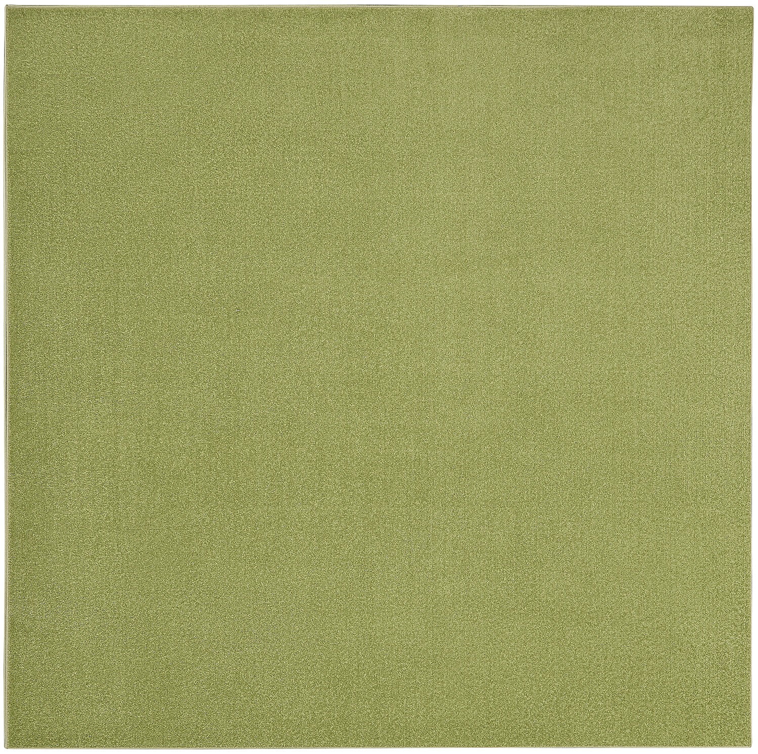 Mossy Green Square 7' Synthetic Flat-Woven Indoor/Outdoor Rug