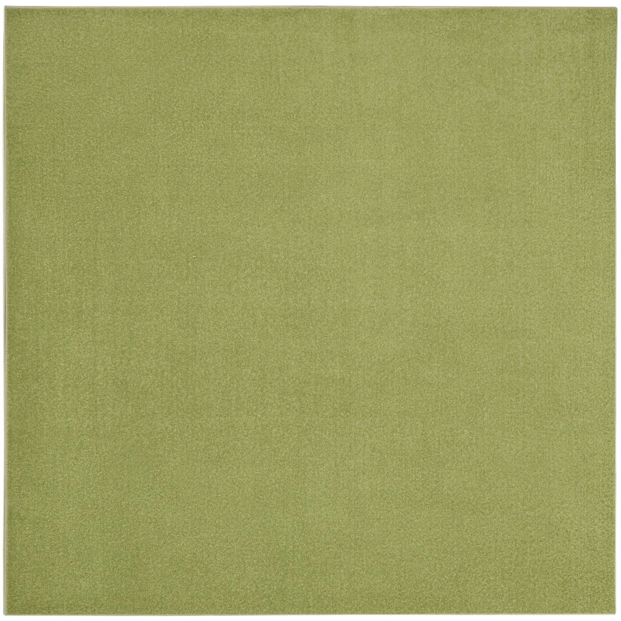 Mossy Green Square 7' Synthetic Flat-Woven Indoor/Outdoor Rug