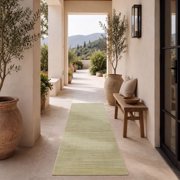 Nourison Essentials Solid Indoor/Outdoor Area Rug Green Gold 2'x6'