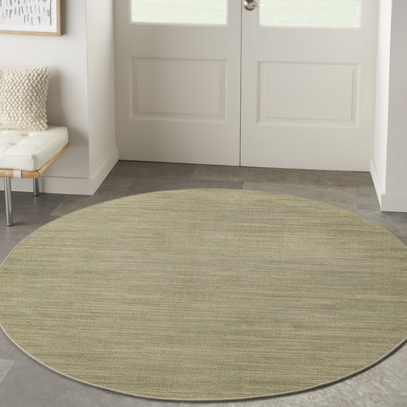 Nourison Essentials Indoor/Outdoor Green Gold 4' x Round Area Rug (4 Round)