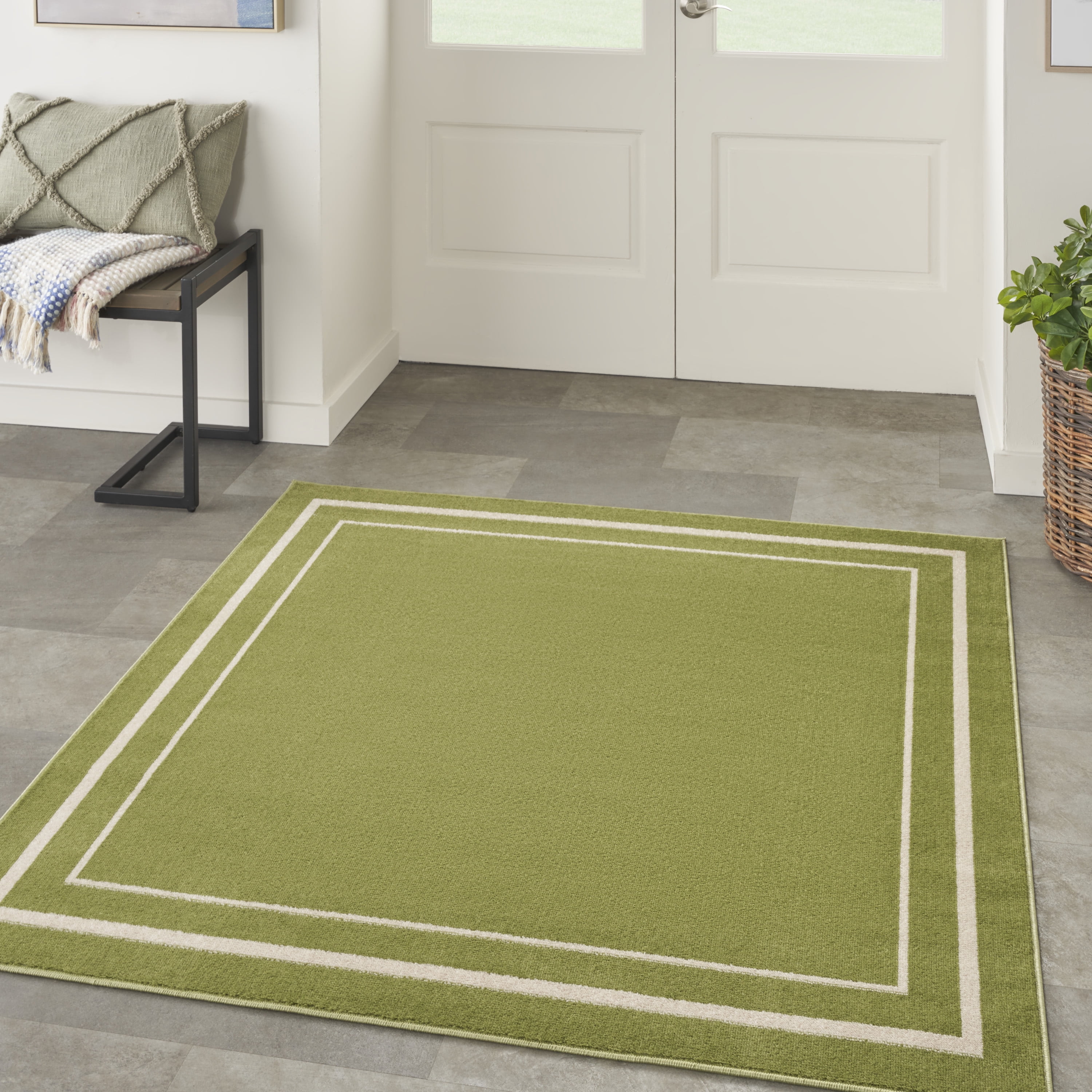 Square Rug Green Nourison Essentials Indoor/Outdoor Green Ivory 5' x square Area Rug, (5 ...