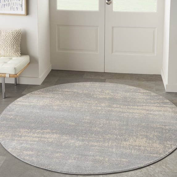Nourison Essentials Indoor/Outdoor Grey/Beige 4' x round Area Rug, (4 Round)