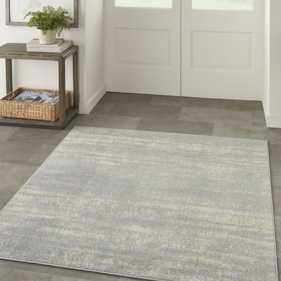 Nourison Essentials Indoor/Outdoor Grey/Beige 5' x square Area Rug, (5 Square)