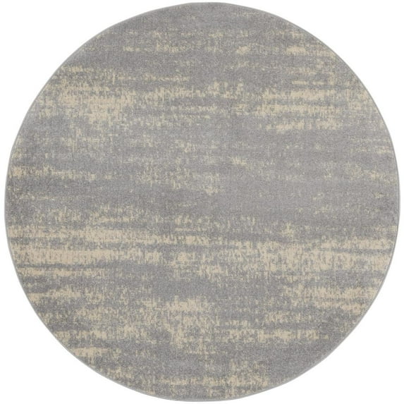 Nourison Essentials Indoor/Outdoor Grey/Beige 6' x round Area Rug, (6 Round)