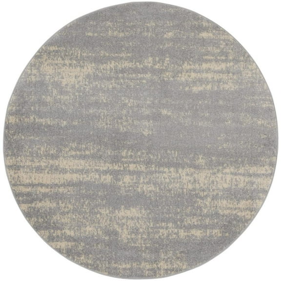 Nourison Essentials Indoor/Outdoor Grey/Beige 6' x round Area Rug, (6 Round)