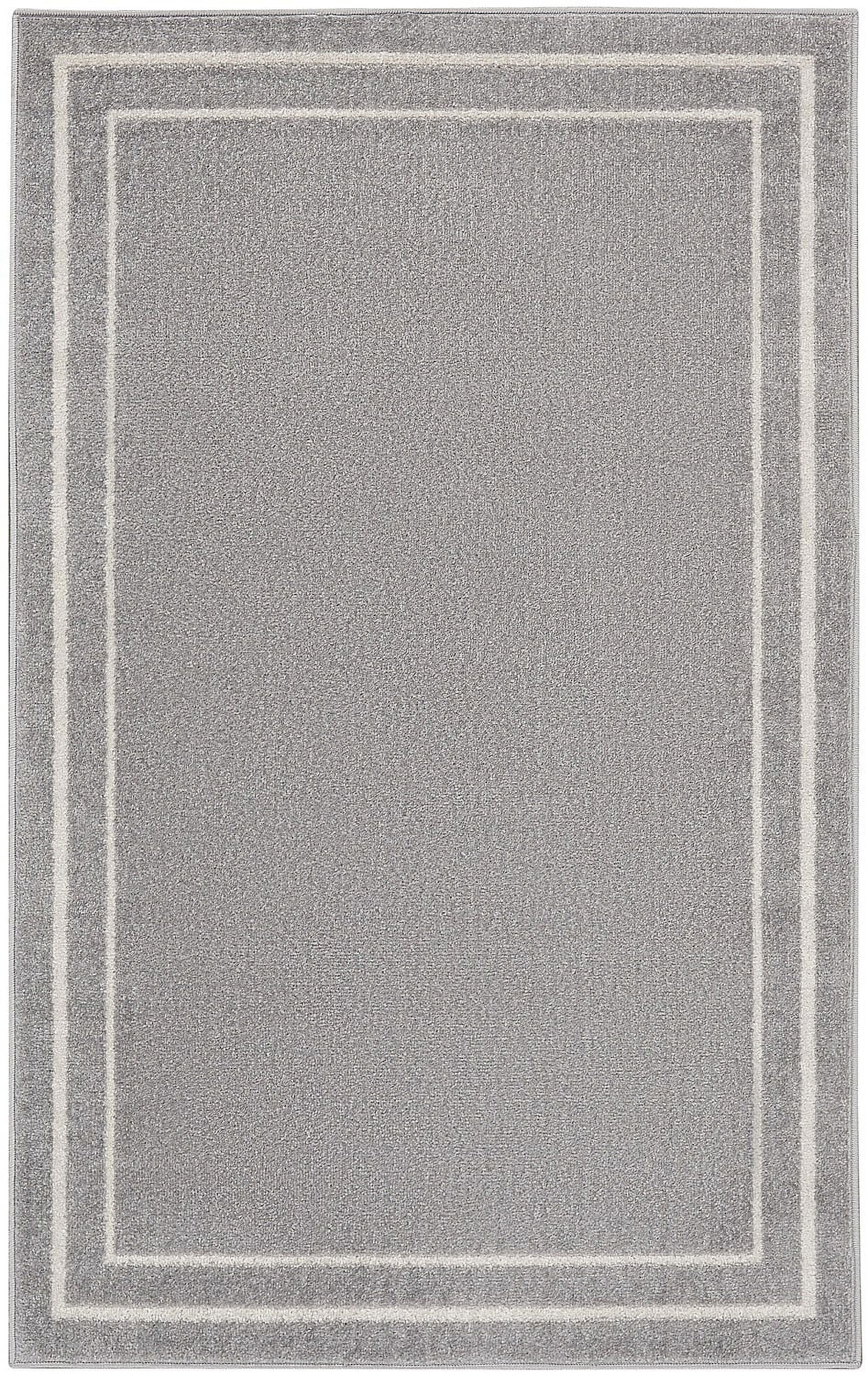 Grey/Ivory 2' x 4' Stain-Resistant Synthetic Area Rug