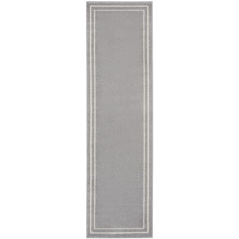 Grey and Ivory Synthetic Reversible Runner Rug