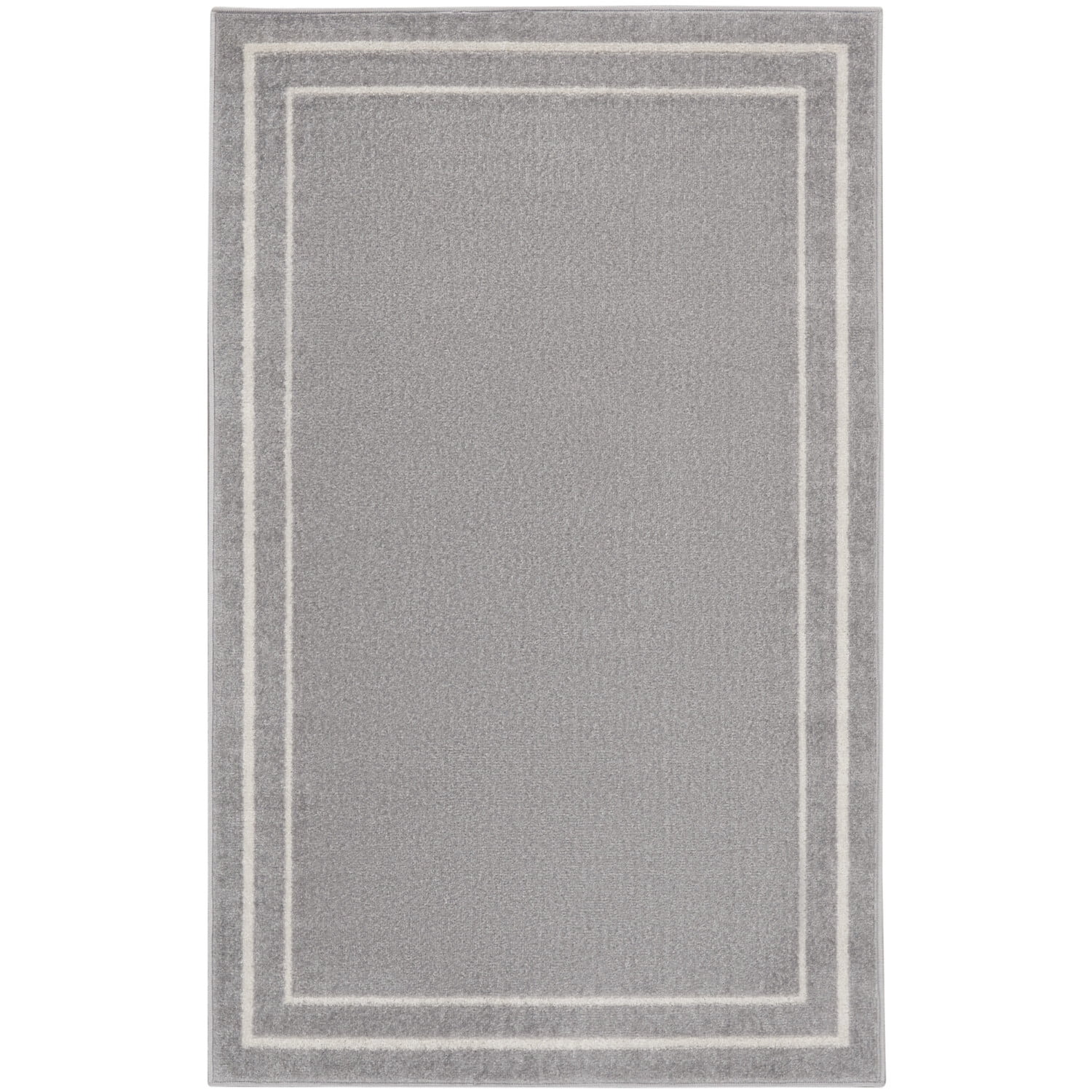 Grey and Ivory Rectangular Synthetic Indoor/Outdoor Rug
