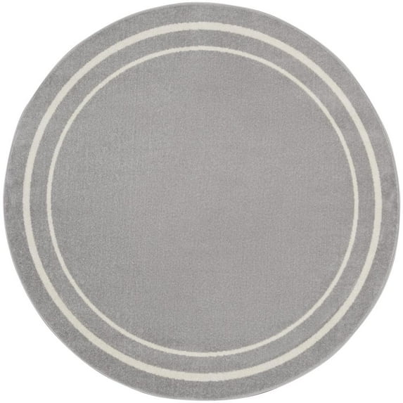 Nourison Essentials Indoor/Outdoor Grey/Ivory 4' x round Area Rug, (4 Round)