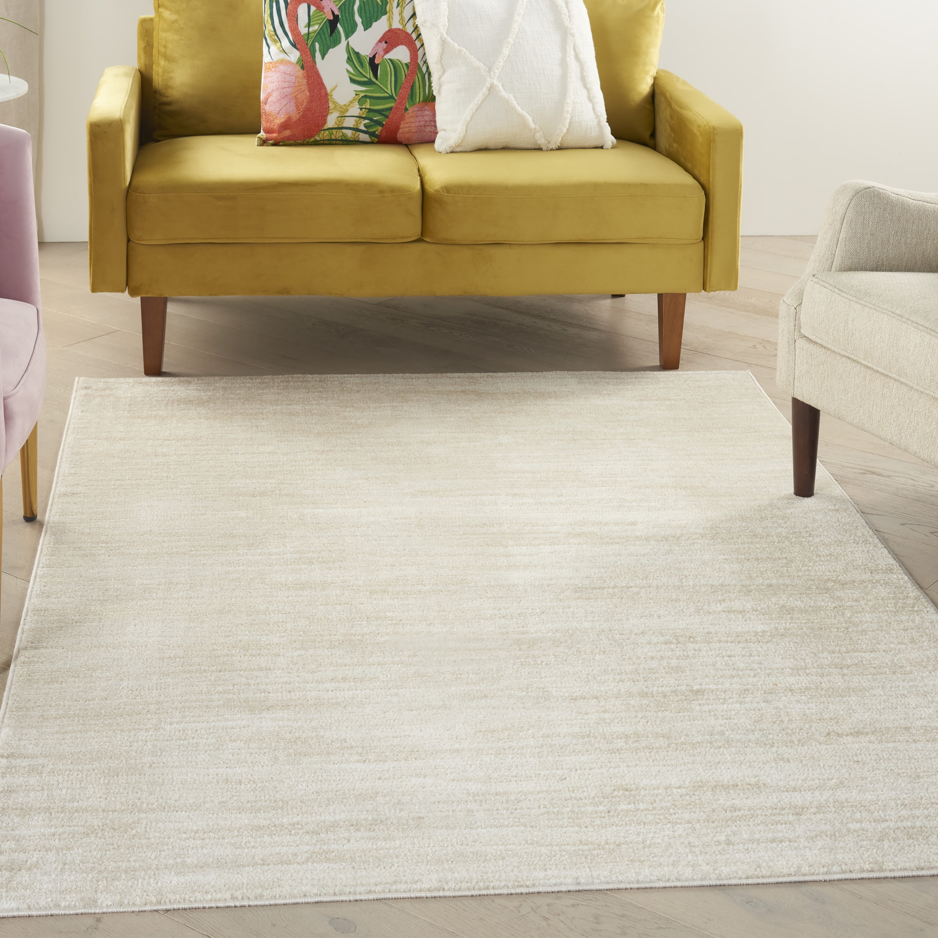 Elegant Ivory-Beige Round Indoor/Outdoor Area Rug, 4' Diameter