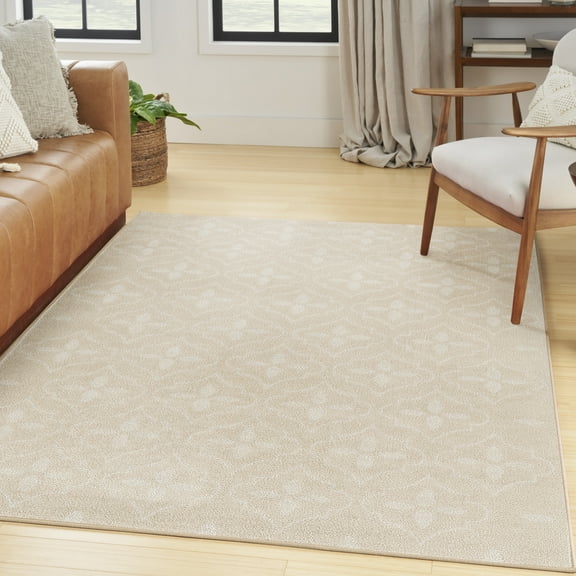Nourison Essentials Indoor/Outdoor Ivory Beige 4' x 6' Area Rug (4x6)