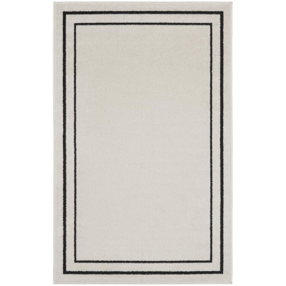 Nourison Essentials Indoor/Outdoor Ivory/Black 3' x 5' Area Rug, (3x5)