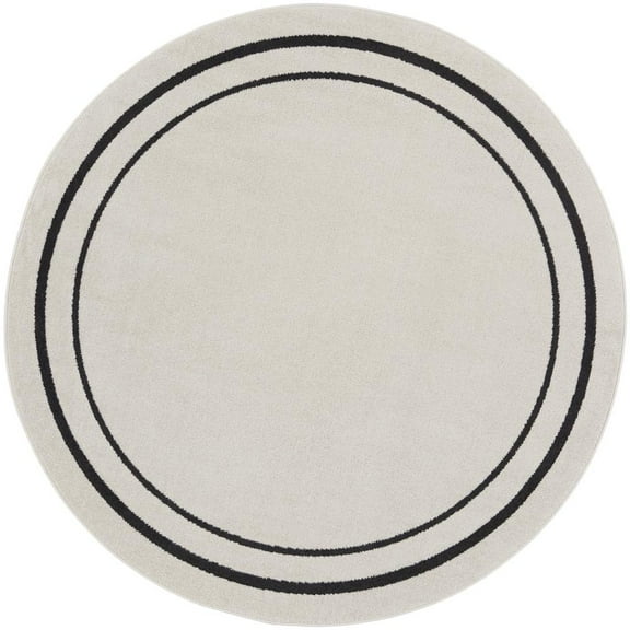 Nourison Essentials Indoor/Outdoor Ivory/Black 4' x round Area Rug, (4 Round)