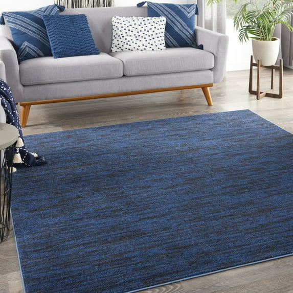 Nourison Essentials Indoor/Outdoor Midnight Blue 5' x square Area Rug, (5 Square)
