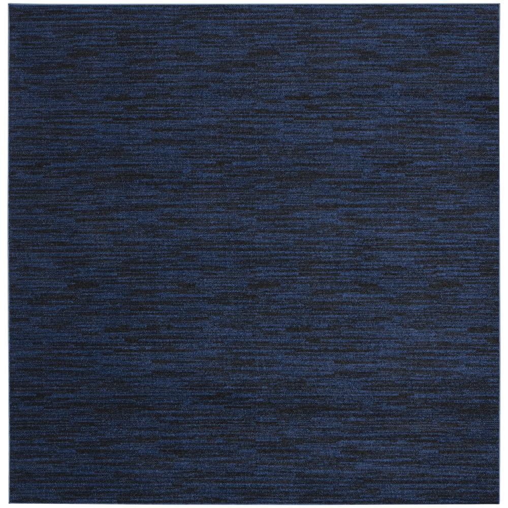 Midnight Blue 7' Square Non-slip Synthetic Rug