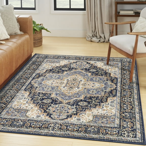 Nourison Essentials Indoor/Outdoor Navy 4' x 6' Area Rug (4x6)