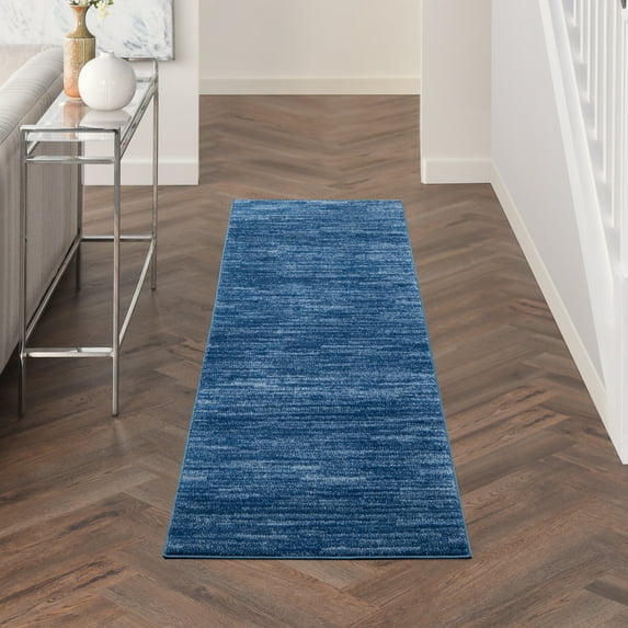 Nourison Essentials Indoor/Outdoor Navy Blue 2'2" x 10' Area Rug, (2x10)
