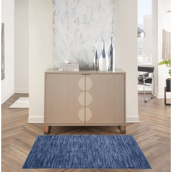 Nourison Essentials Indoor/Outdoor Navy Blue 3' x 5' Area Rug, (3x5)