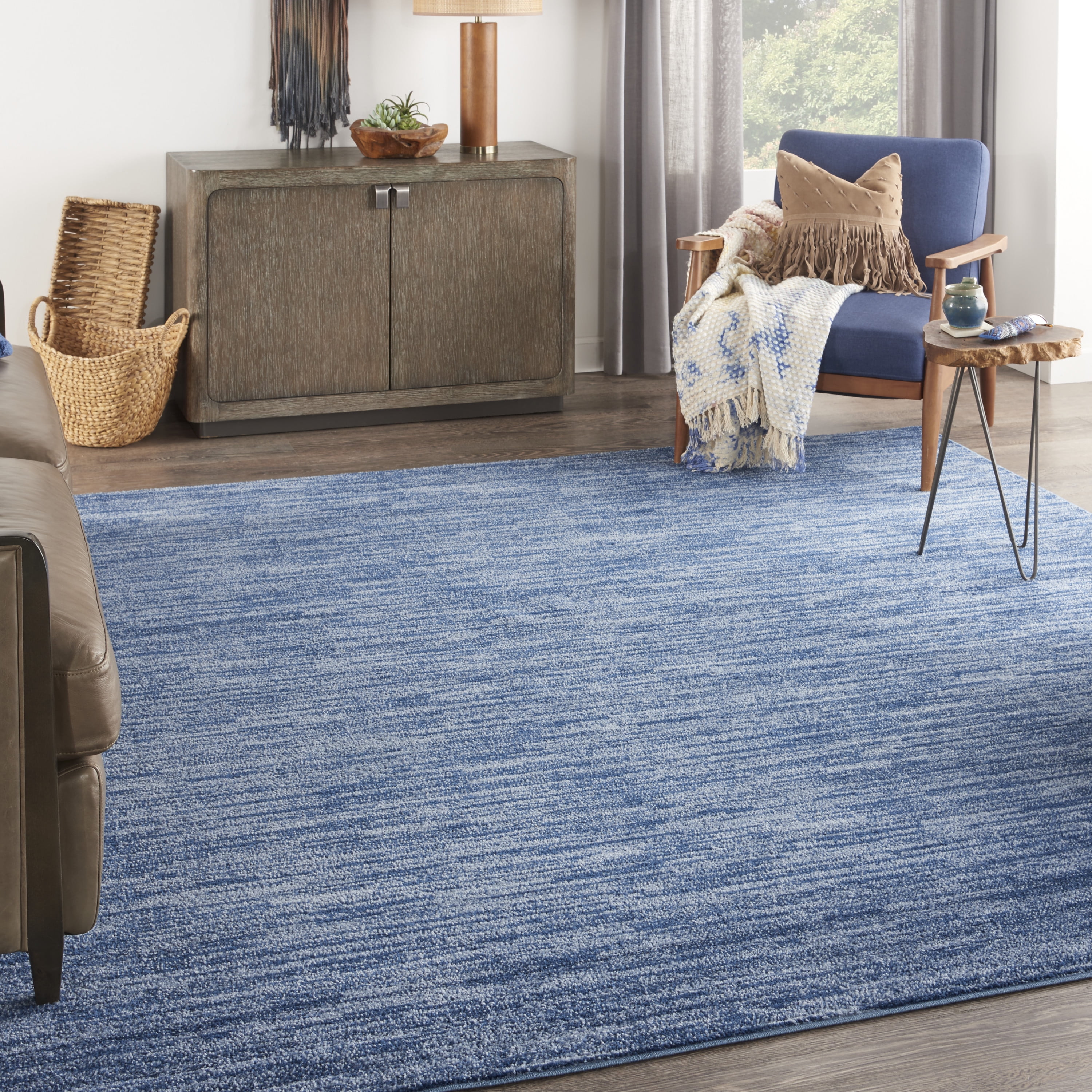 Nourison Essentials Indoor/Outdoor Navy Blue 9' x SQUARE Area Rug, (9 ...