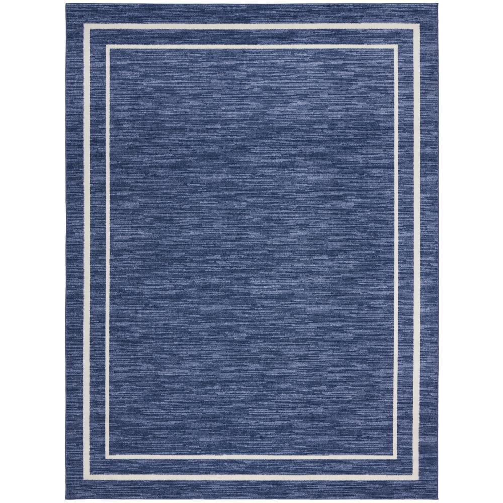 Navy and Ivory 10' x 14' Synthetic Rectangular Rug