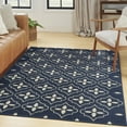 thumbnail image 1 of Nourison Essentials Indoor/Outdoor Navy Ivory 4' x 6' Area Rug (4x6), 1 of 9