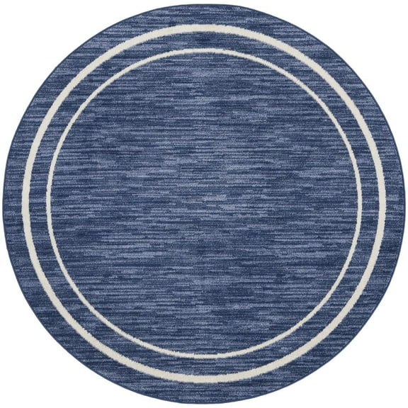 Nourison Essentials Indoor/Outdoor Navy/Ivory 4' x round Area Rug, (4 Round)