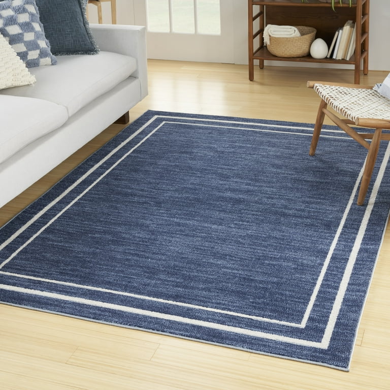 Nourison Essentials Indoor/Outdoor Navy/Ivory 6' x 9' Area Rug 