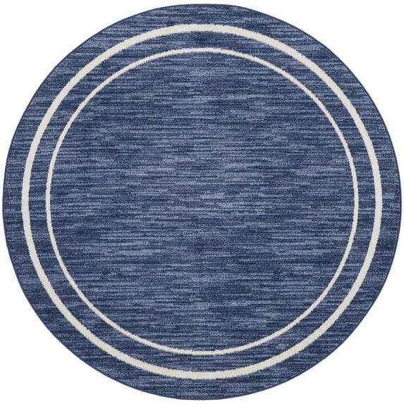 Nourison Essentials Indoor/Outdoor Navy/Ivory 6' x round Area Rug, (6 Round)