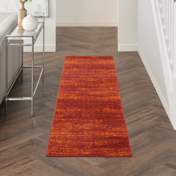 Nourison Essentials Indoor/Outdoor Red 2'2" x 7'6 Area Rug, (2x8)