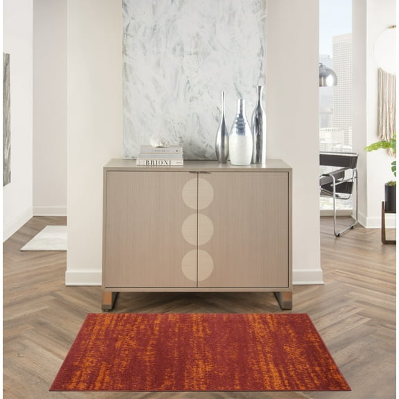 Nourison Essentials Indoor/Outdoor Red 2' x 4' Area Rug, (2x4)