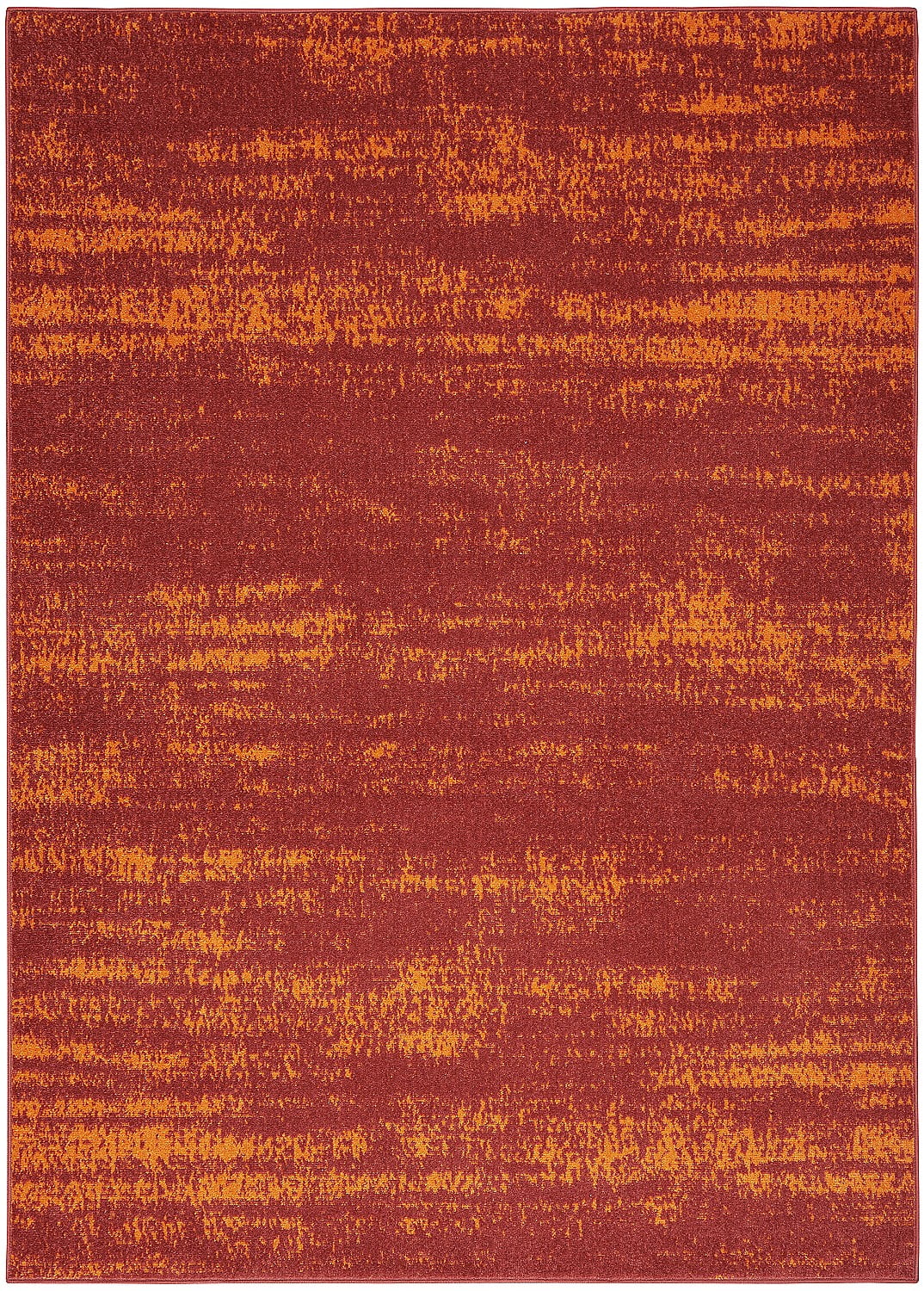 Red Abstract Synthetic Reversible Washable 4' x 6' Rug