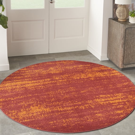 Nourison Essentials Indoor/Outdoor Red 6' x round Area Rug, (6 Round)