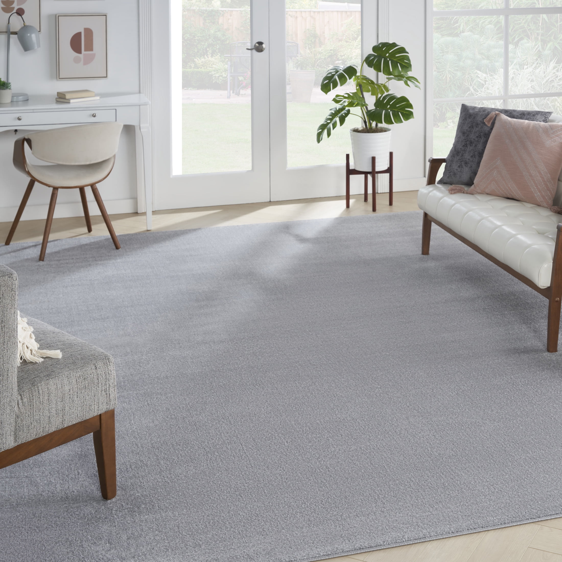 Gray 14x10 Rug Nourison Essentials Indoor/Outdoor Silver Grey 10' x 14' Area Rug ...