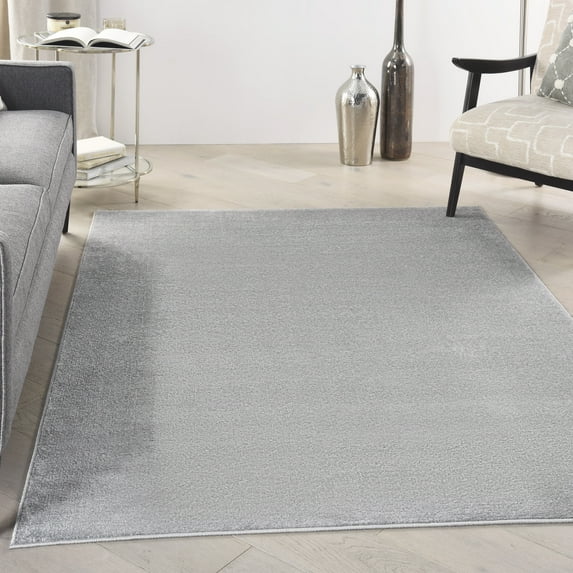 Nourison Essentials Indoor/Outdoor Silver Grey 6' x 9' Area Rug, (6x9)