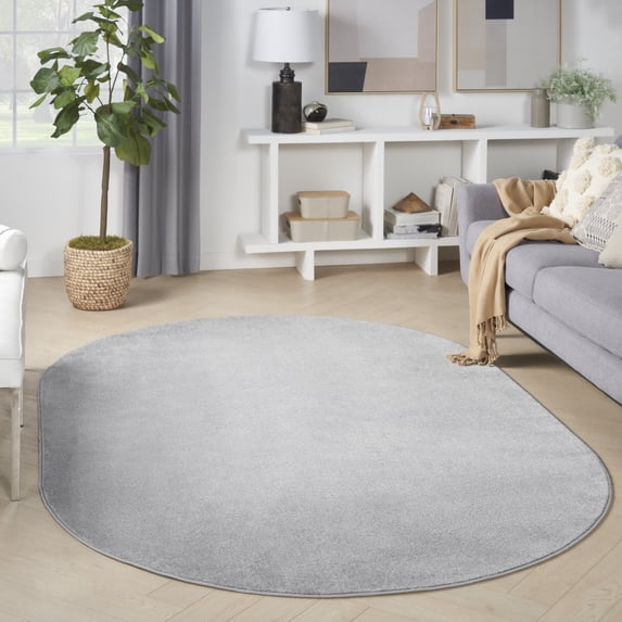Nourison Essentials Indoor/Outdoor Silver Grey 6' x 9'oval Area Rug, (6x9 Oval)