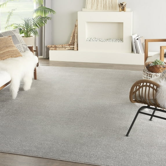 Nourison Essentials Indoor/Outdoor Silver Grey 7' x 10' Area Rug, (7x10)