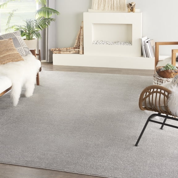 Nourison Essentials Indoor/Outdoor Silver Grey 7' x 10' Area Rug, (7x10)