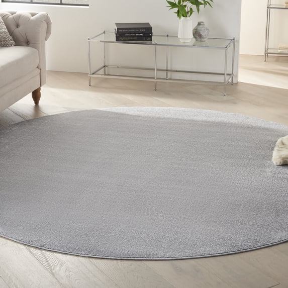 Nourison Essentials Indoor/Outdoor Silver Grey 8' x round Area Rug, (8 Round)