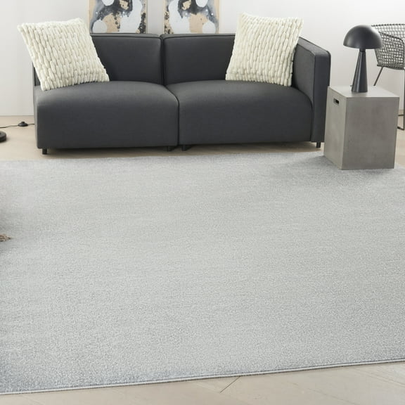 Nourison Essentials Indoor/Outdoor Silver Grey 9' x SQUARE Area Rug, (9 Square)