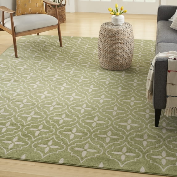 Nourison Essentials Outdoor Green Ivory 8' x 10' Area Rug (8x10)