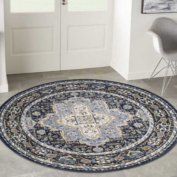 Nourison Nourison Essentials Persian 6' x Round Navy Vintage Rug