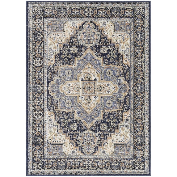 Nourison Essentials Persian Vintage Indoor Outdoor Area Rug Navy 6' x 9'