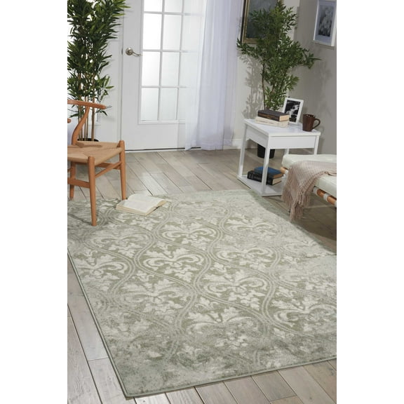 Nourison Euphoria Damask Grey 6'7" x 9'6" Area Rug, (7x10)