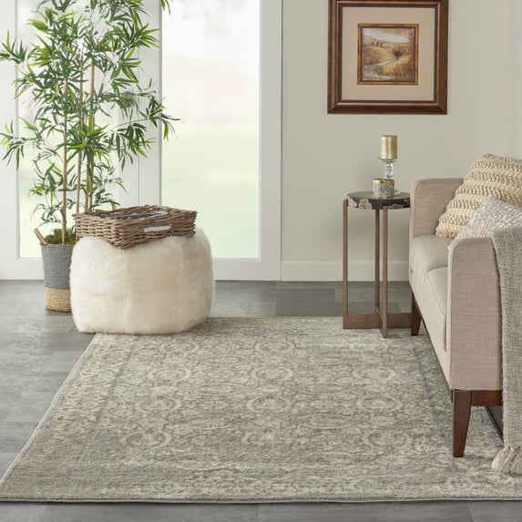 Nourison Euphoria Floral Grey 5'3" x 7'3" Area Rug, (5x7)