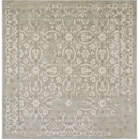 Nourison Euphoria EUP05 Gray/White/Beige Area Rug - 5' x 5'