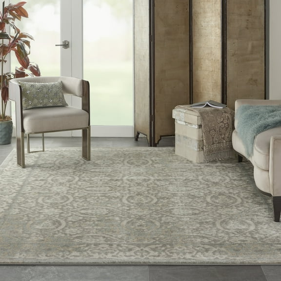 Nourison Euphoria Floral Grey 6'7" x 9'6" Area Rug, (7x10)