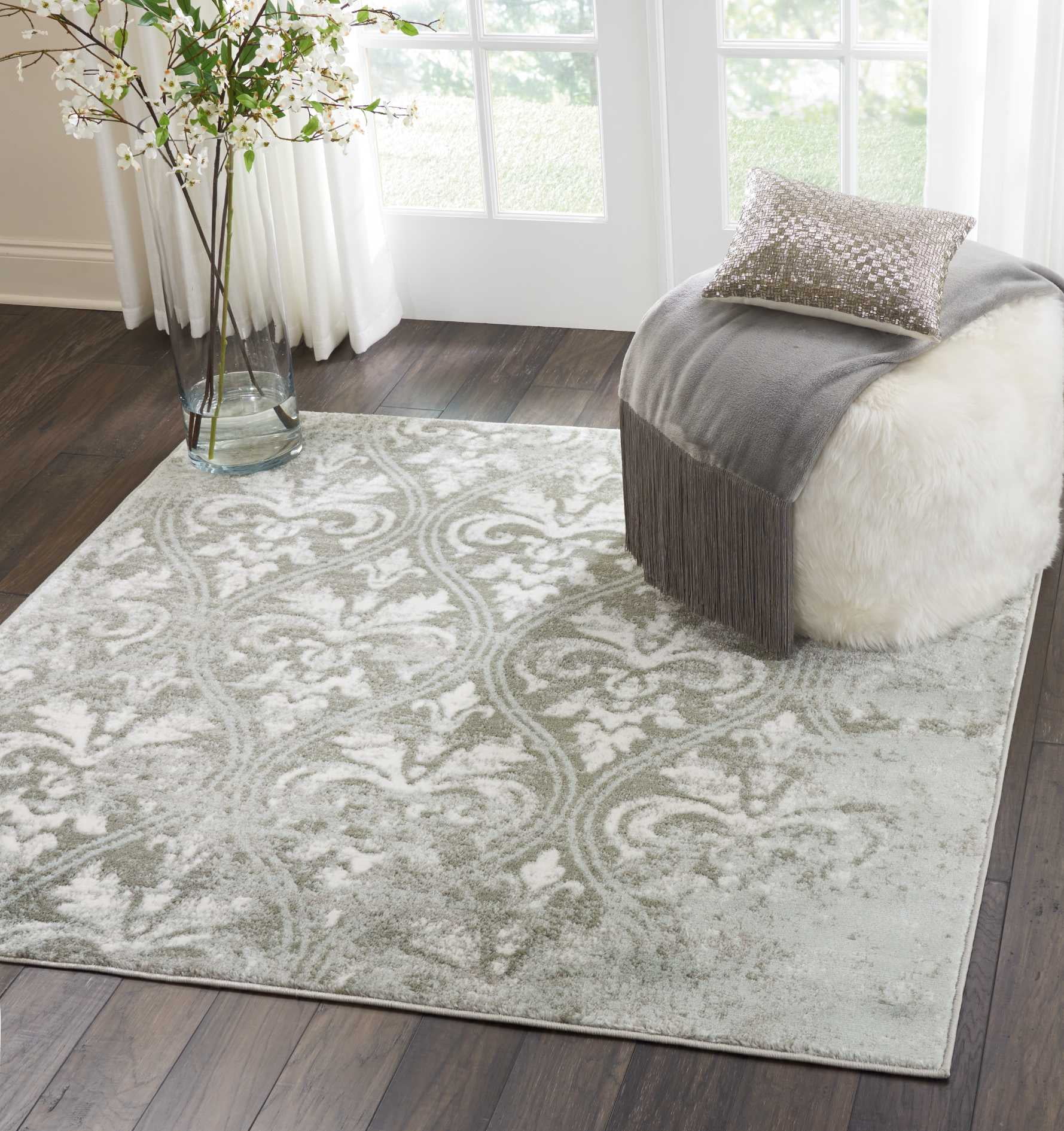 Euphoria Gray 5' Square Synthetic Area Rug
