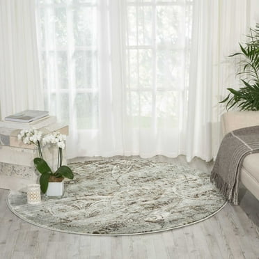 Nourison Euphoria Rustic Grey 7'10" x ROUND Area Rug, (8 Round)