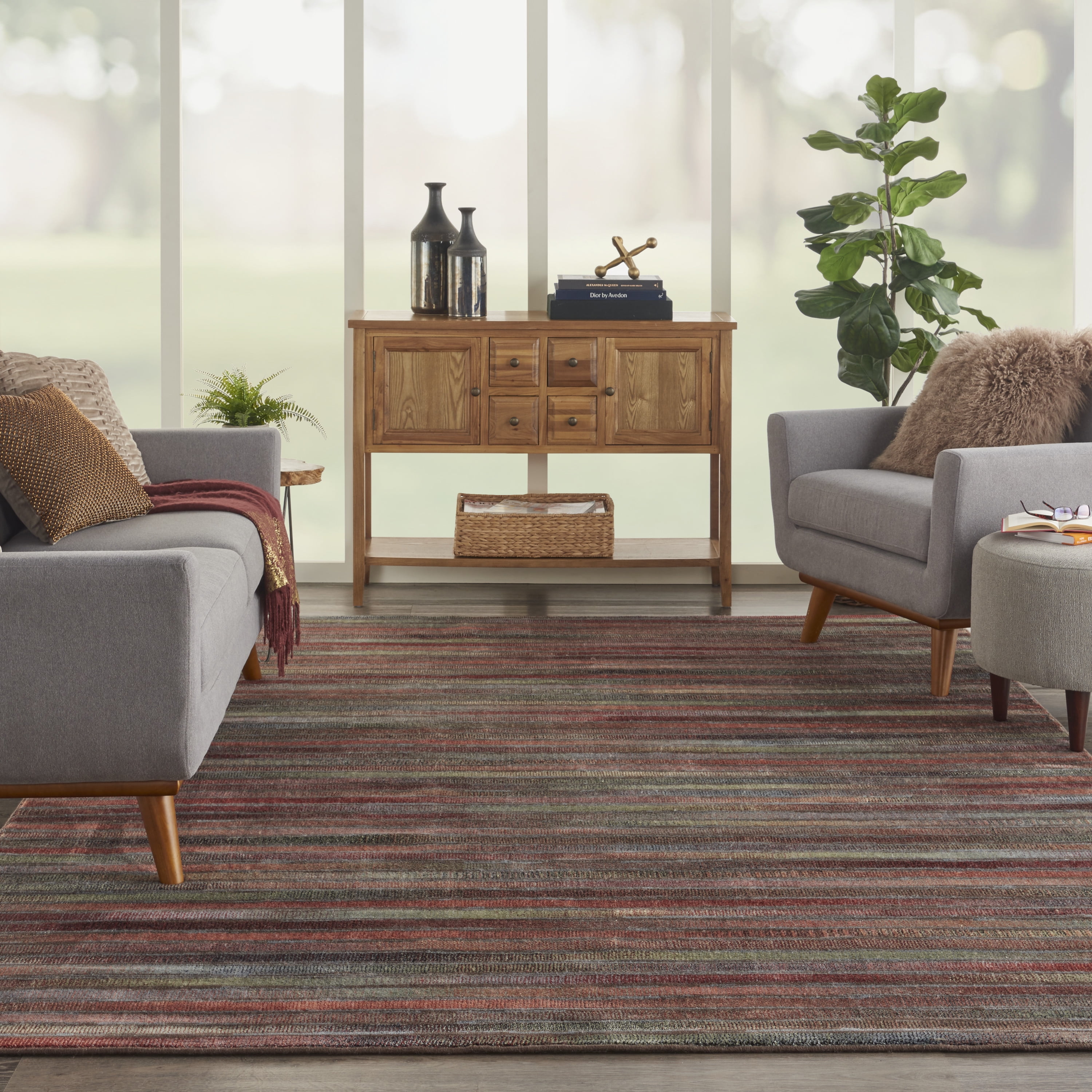 Nourison Expressions Brushstroke Multicolor 9'6" x 13'6" Area Rug, (10x14)