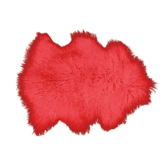 mina victory couture fur tibetan sheepskin red throw rug